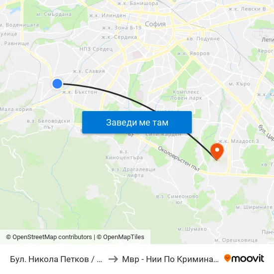 Бул. Никола Петков / Nikola Petkov Blvd. (0347) to Мвр - Нии По Криминалистика И Криминология map