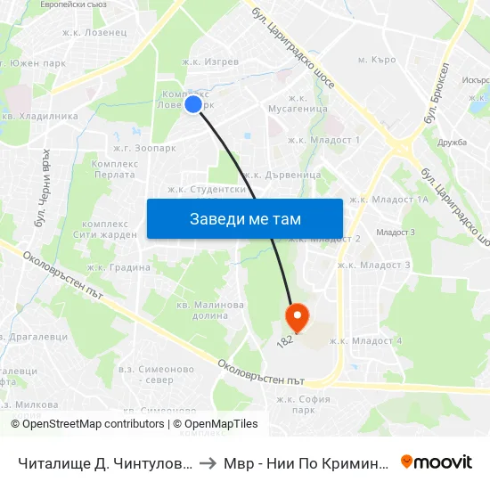 📚 Читалище Д. Чинтулов / D. Chintulov Library (2366) to Мвр - Нии По Криминалистика И Криминология map