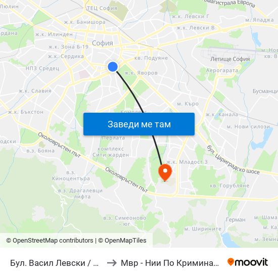 Бул. Васил Левски / Vasil Levski Blvd. (0300) to Мвр - Нии По Криминалистика И Криминология map