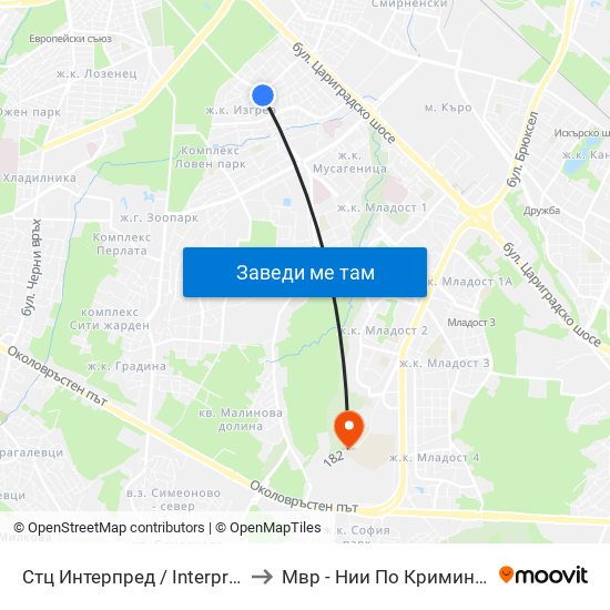 Стц Интерпред / Interpred World Trade Centre (1109) to Мвр - Нии По Криминалистика И Криминология map