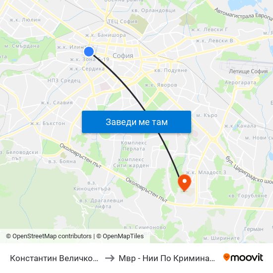 Константин Величков / Konstantin Velichkov to Мвр - Нии По Криминалистика И Криминология map