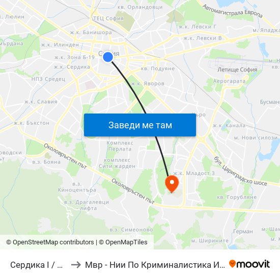 Сердика I / Serdika I to Мвр - Нии По Криминалистика И Криминология map