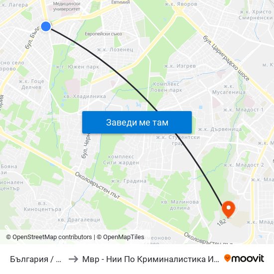 България / Bulgaria to Мвр - Нии По Криминалистика И Криминология map