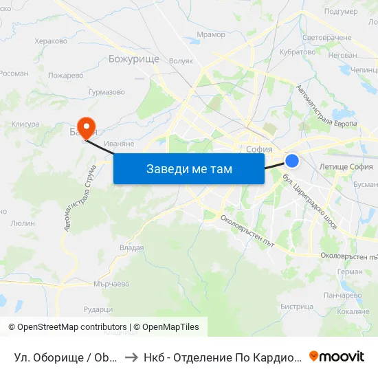 Ул. Оборище / Oborishte St. (2074) to Нкб - Отделение По Кардиологична Рехабилитация map