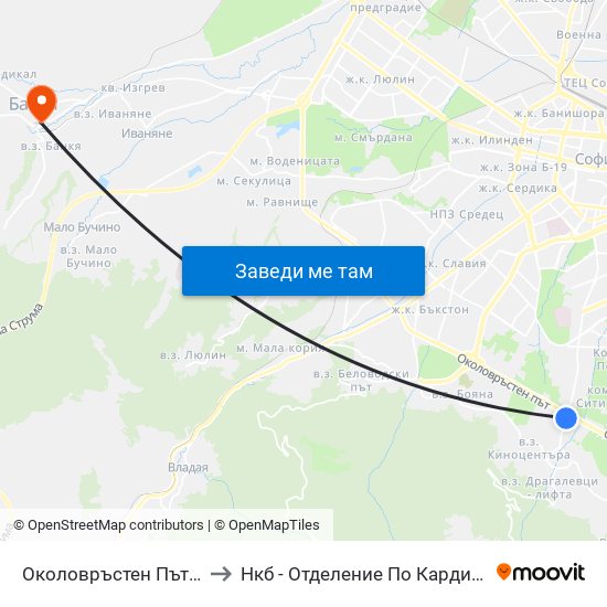 Околовръстен Път / Ring Road (1177) to Нкб - Отделение По Кардиологична Рехабилитация map