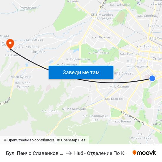 Бул. Пенчо Славейков / Pencho Slaveykov Blvd. (0356) to Нкб - Отделение По Кардиологична Рехабилитация map