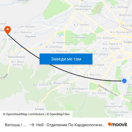 Витоша / Vitosha to Нкб - Отделение По Кардиологична Рехабилитация map