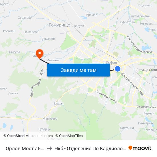 Орлов Мост / Eagles' Bridge to Нкб - Отделение По Кардиологична Рехабилитация map