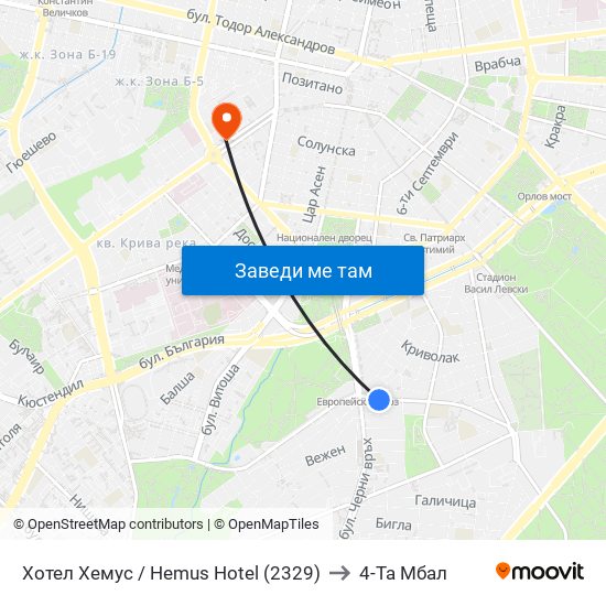 Хотел Хемус / Hemus Hotel (2329) to 4-Та Мбал map