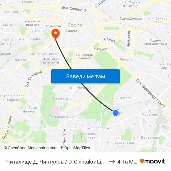 Читалище Д. Чинтулов / D. Chintulov Library (2366) to 4-Та Мбал map
