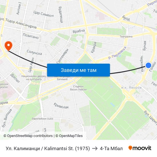 Ул. Калиманци / Kalimantsi St. (1975) to 4-Та Мбал map