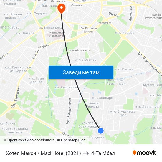 Хотел Макси / Maxi Hotel (2321) to 4-Та Мбал map