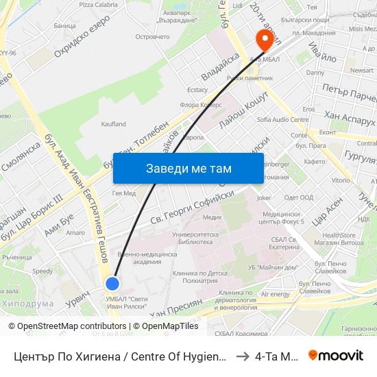 Център По Хигиена / Centre Of Hygiene (2342) to 4-Та Мбал map