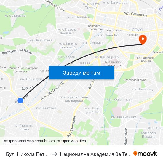 Бул. Никола Петков / Nikola Petkov Blvd. (0350) to Национална Академия За Театрално И Филмово Изкуство Кръстьо Сарафов map