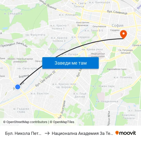 Бул. Никола Петков / Nikola Petkov Blvd. (0350) to Национална Академия За Театрално И Филмово Изкуство Кръстьо Сарафов map