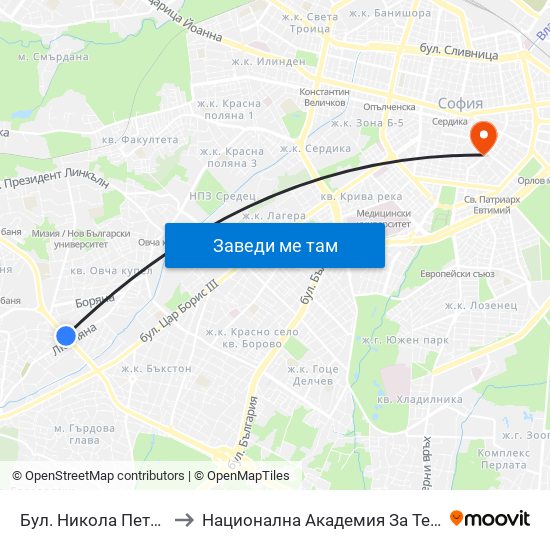 Бул. Никола Петков / Nikola Petkov Blvd. (0347) to Национална Академия За Театрално И Филмово Изкуство Кръстьо Сарафов map