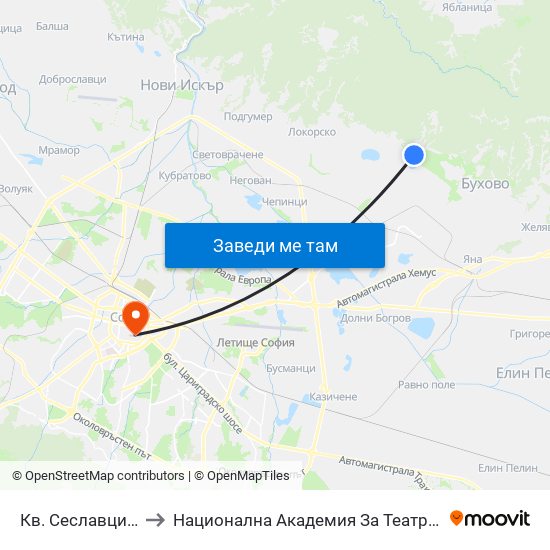 Кв. Сеславци / Seslavtsi Qr. (0898) to Национална Академия За Театрално И Филмово Изкуство Кръстьо Сарафов map