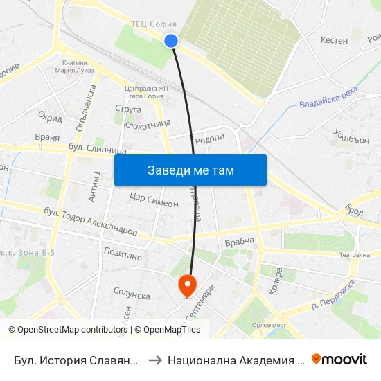 🏢 Капитол Резидънс / Capitol Residence (0065) to Национална Академия За Театрално И Филмово Изкуство Кръстьо Сарафов map