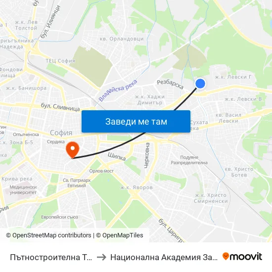 Пътностроителна Техника / Road Building Equipment (2483) to Национална Академия За Театрално И Филмово Изкуство Кръстьо Сарафов map