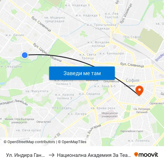 Ул. Индира Ганди / Indira Gandhi St. (1961) to Национална Академия За Театрално И Филмово Изкуство Кръстьо Сарафов map