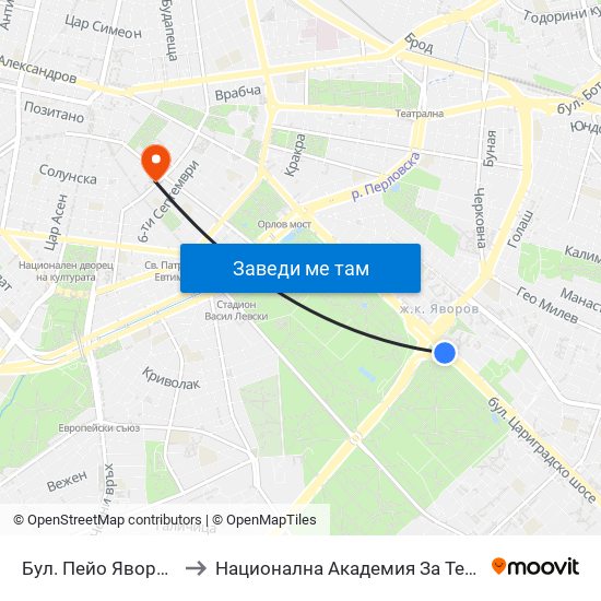 Бул. Пейо Яворов / Peyo Yavorov Blvd. (0074) to Национална Академия За Театрално И Филмово Изкуство Кръстьо Сарафов map