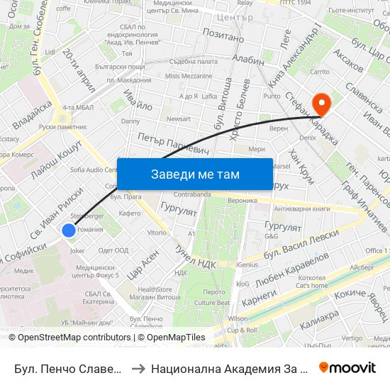 Бул. Пенчо Славейков / Pencho Slaveykov Blvd. (0355) to Национална Академия За Театрално И Филмово Изкуство Кръстьо Сарафов map