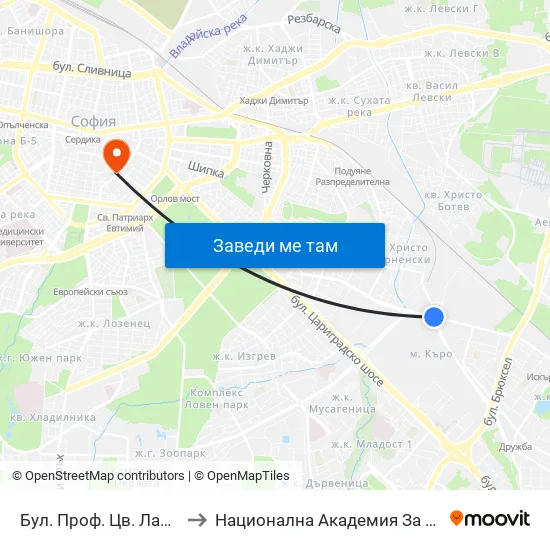 Бул. Проф. Цв. Лазаров / Prof. Tsv. Lazarov Blvd. (0371) to Национална Академия За Театрално И Филмово Изкуство Кръстьо Сарафов map