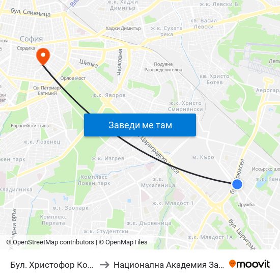 Бул. Христофор Колумб / Christopher Columbus Blvd. (0578) to Национална Академия За Театрално И Филмово Изкуство Кръстьо Сарафов map