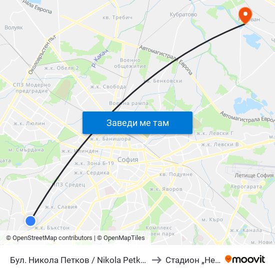 Бул. Никола Петков / Nikola Petkov Blvd. (0350) to Стадион „Негован“ map