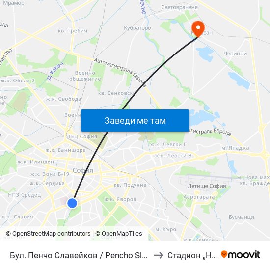 Бул. Пенчо Славейков / Pencho Slaveykov Blvd. (0356) to Стадион „Негован“ map