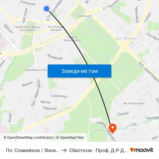 Пл. Славейков / Slaveykov Sq. (1908) to Сбалтосм - Проф. Д-Р Димитър Шойлев map