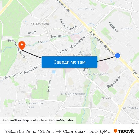 Умбал Св. Анна / St. Anna Hospital (1196) to Сбалтосм - Проф. Д-Р Димитър Шойлев map