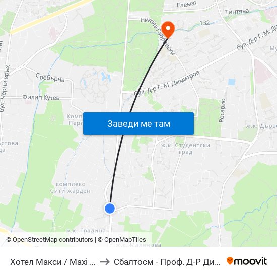 Хотел Макси / Maxi Hotel (2321) to Сбалтосм - Проф. Д-Р Димитър Шойлев map