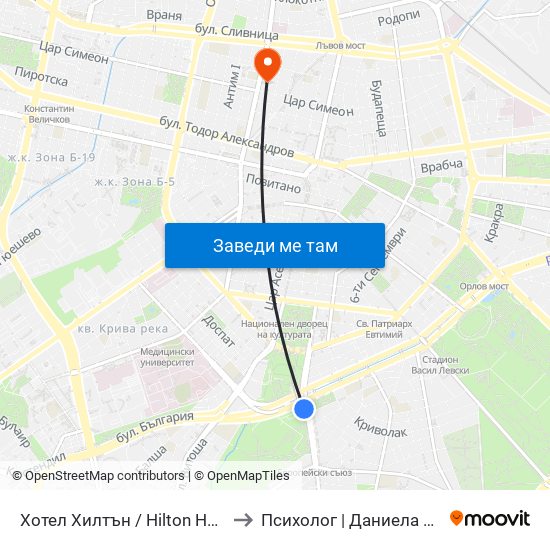 Хотел Хилтън / Hilton Hotel (0397) to Психолог | Даниела Кръстева map