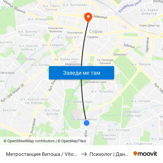 Ⓜ️ Метростанция Витоша / Vitosha Metro Station (2654) to Психолог | Даниела Кръстева map