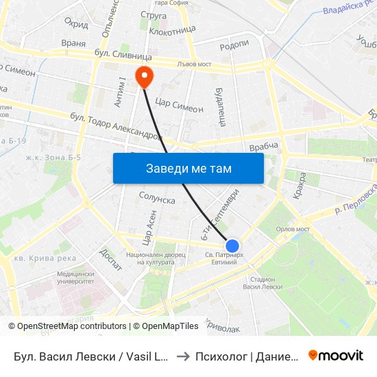 Бул. Васил Левски / Vasil Levski Blvd. (0299) to Психолог | Даниела Кръстева map