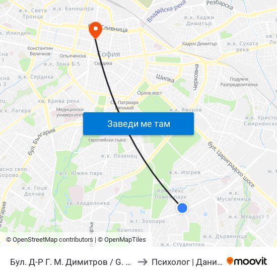Бул. Д-Р Г. М. Димитров / G. M. Dimitrov Blvd. (0317) to Психолог | Даниела Кръстева map