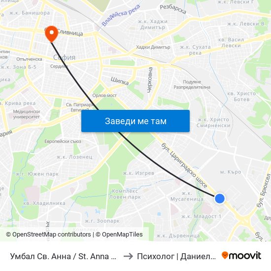 Умбал Св. Анна / St. Anna Hospital (1194) to Психолог | Даниела Кръстева map
