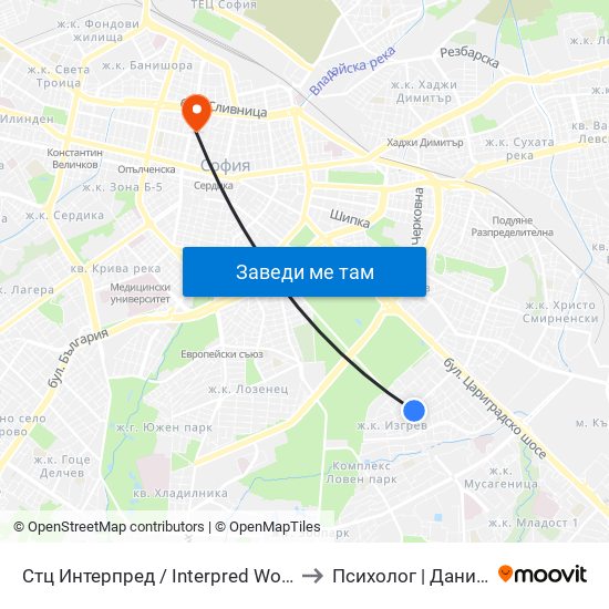 Стц Интерпред / Interpred World Trade Centre (1109) to Психолог | Даниела Кръстева map