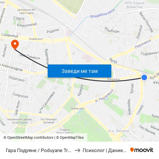 Гара Подуяне / Poduyane Train Station (0466) to Психолог | Даниела Кръстева map