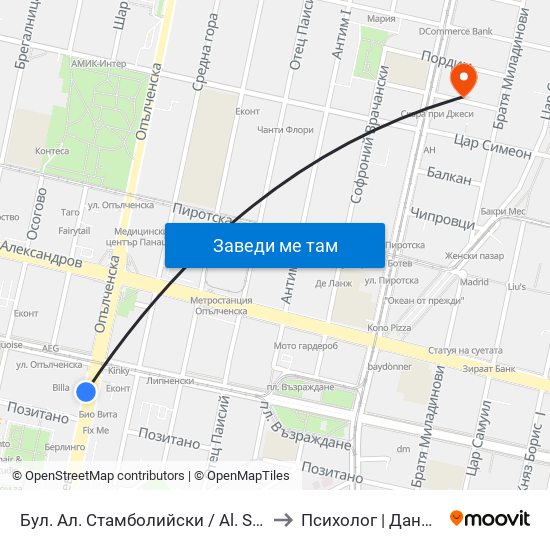 Бул. Ал. Стамболийски / Al. Stamboliyski Blvd. (0283) to Психолог | Даниела Кръстева map