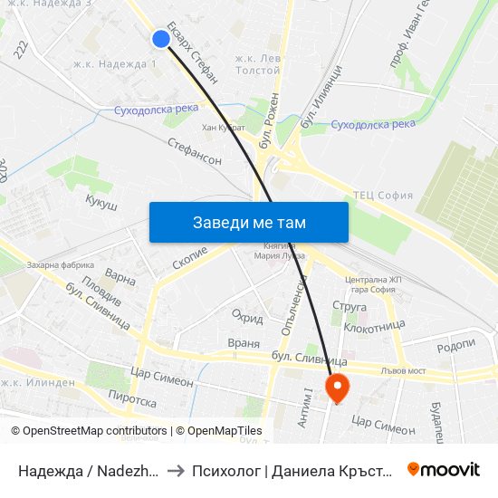 Надежда / Nadezhda to Психолог | Даниела Кръстева map