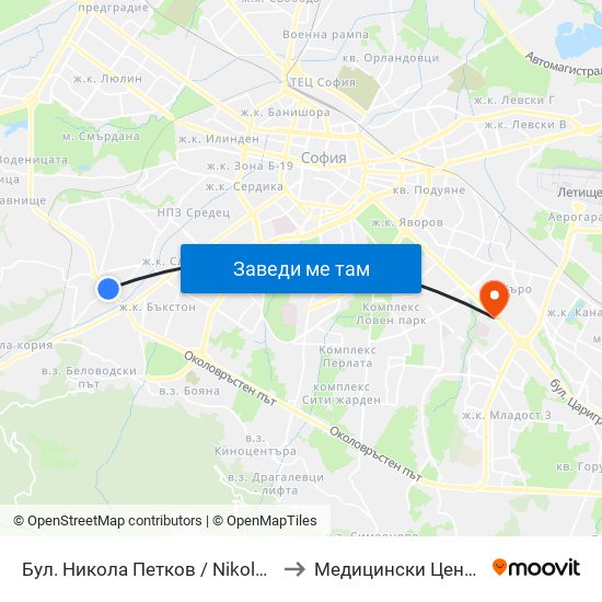 Бул. Никола Петков / Nikola Petkov Blvd. (0347) to Медицински Център Хармония map