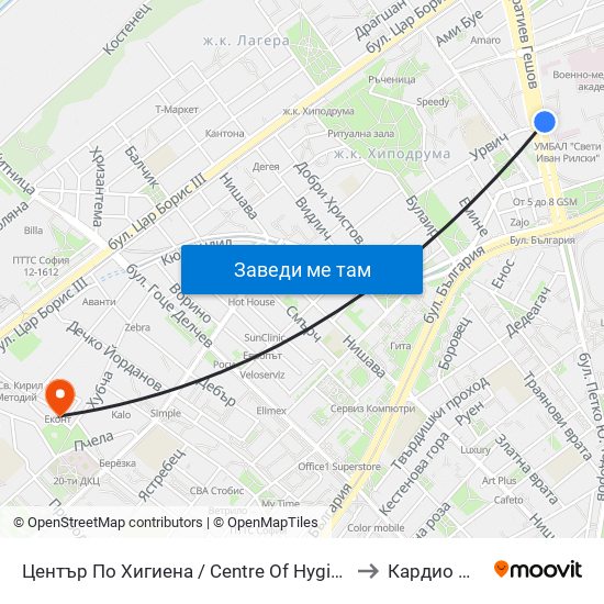Център По Хигиена / Centre Of Hygiene (2342) to Кардио Шанс map