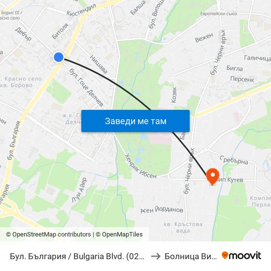 Бул. България / Bulgaria Blvd. (0290) to Болница Вита map