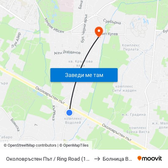 Околовръстен Път / Ring Road (1177) to Болница Вита map