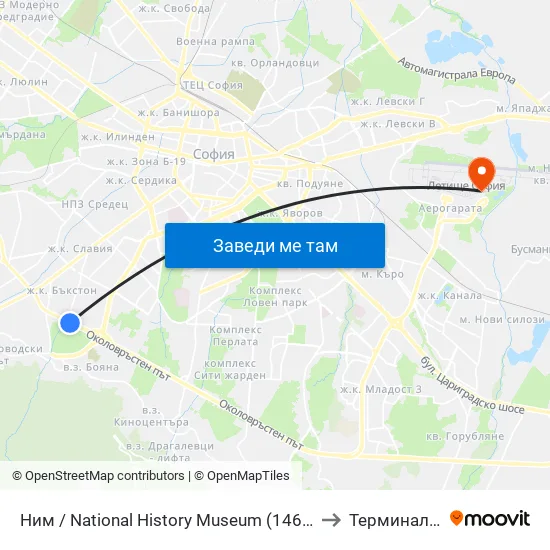 🎨 Ним / National History Museum (1464) to Терминал 2 map