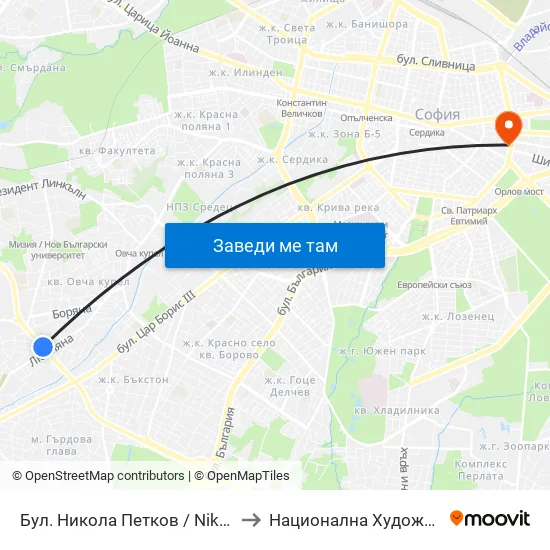 Бул. Никола Петков / Nikola Petkov Blvd. (0347) to Национална Художествена Академия map