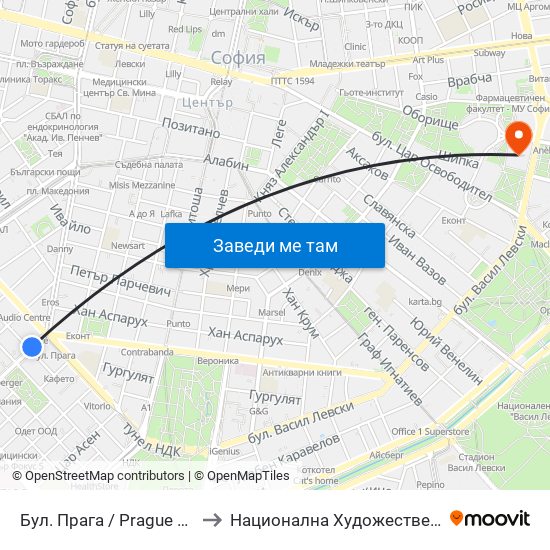Бул. Прага / Prague Blvd. (0366) to Национална Художествена Академия map