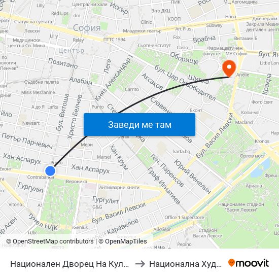 Национален Дворец На Културата / National Palace Of Culture to Национална Художествена Академия map